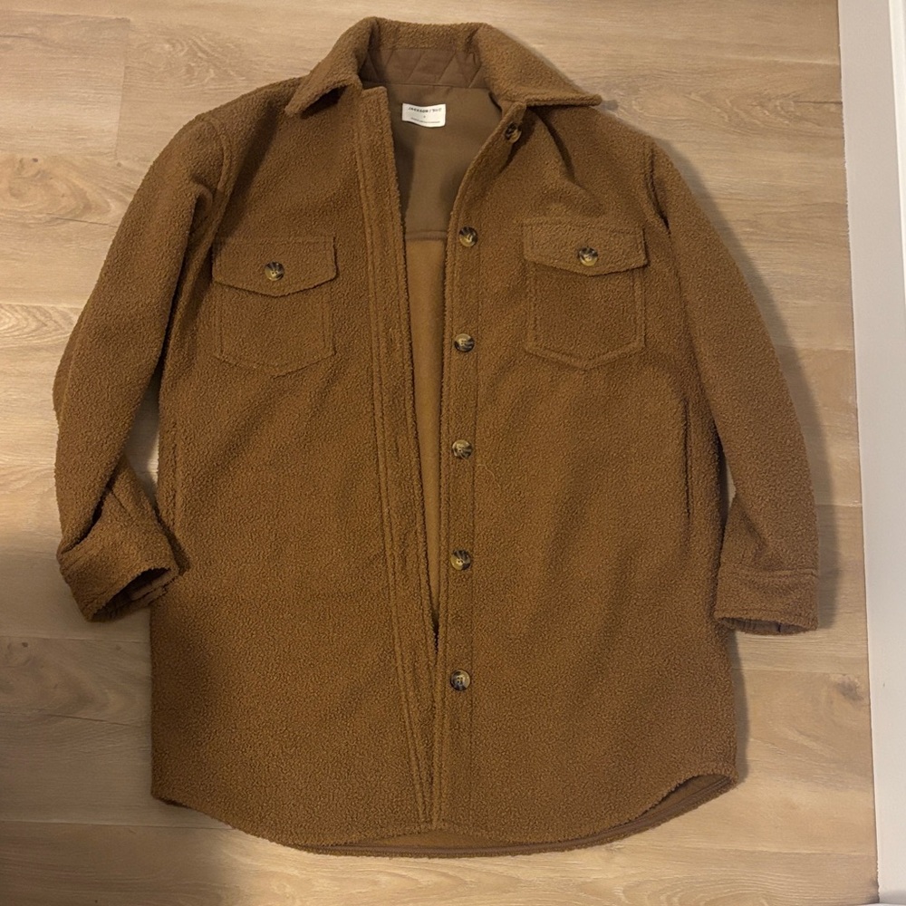 Brown Sherpa Shacket Coat